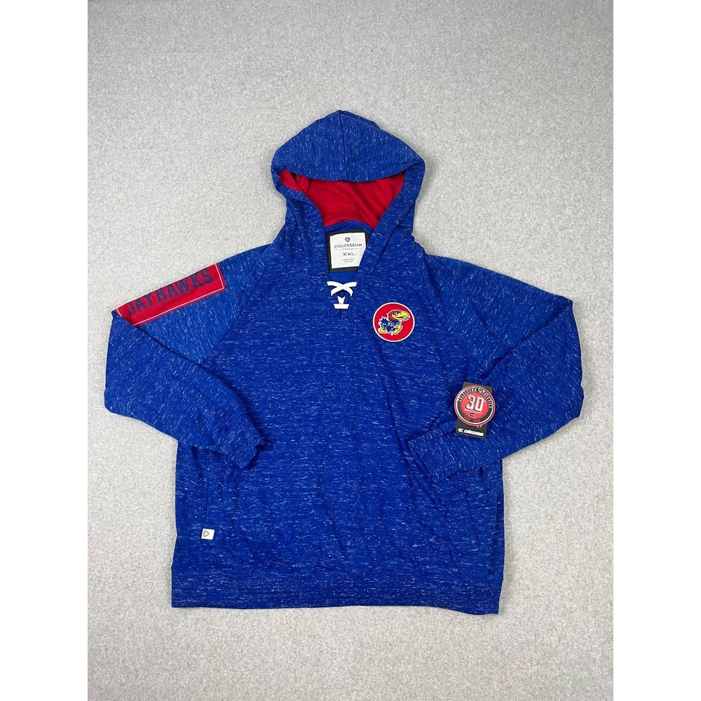 University Of Kansas Jayhawks Hoodie Womens 2XL Speckled‎ Blue Ragland Pullover